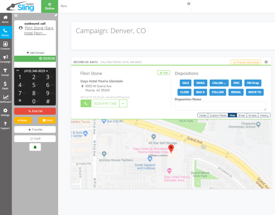 screenshot of Sales Sling